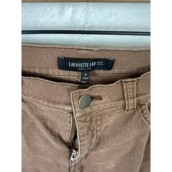Lafayette 148 Women's Trouser Pants Straight Leg Mid Rise Brown Size 4 Petite - Picture 2 of 5